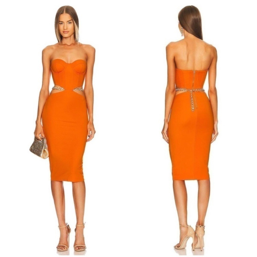 Michael Costello x REVOLVE Miki Midi Dress in Orange Size XS